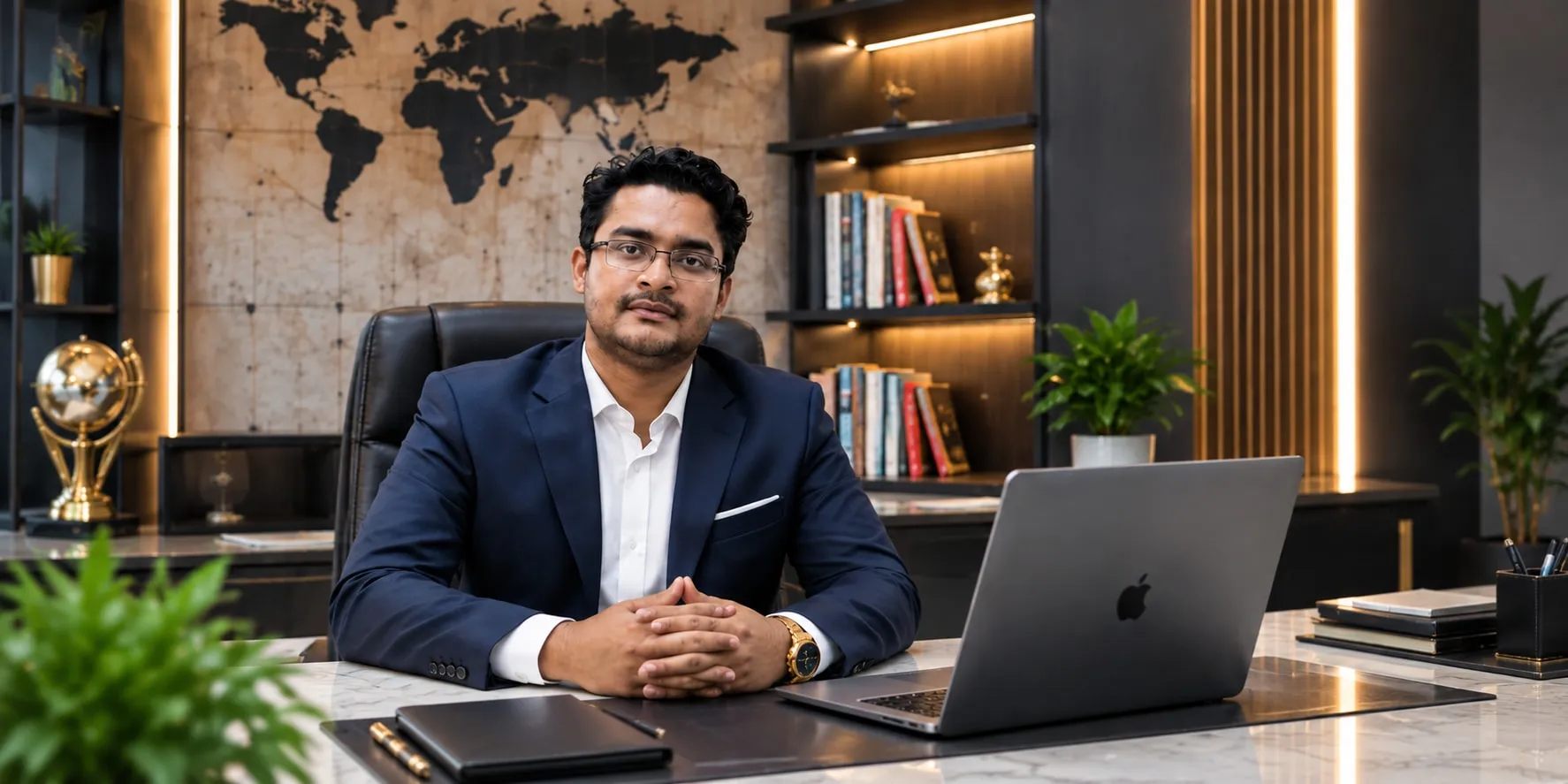Er. Laxmi Narayan, Founder & Chief Executive Officer of Narayana Global Ventures Pvt Ltd, seated at his desk